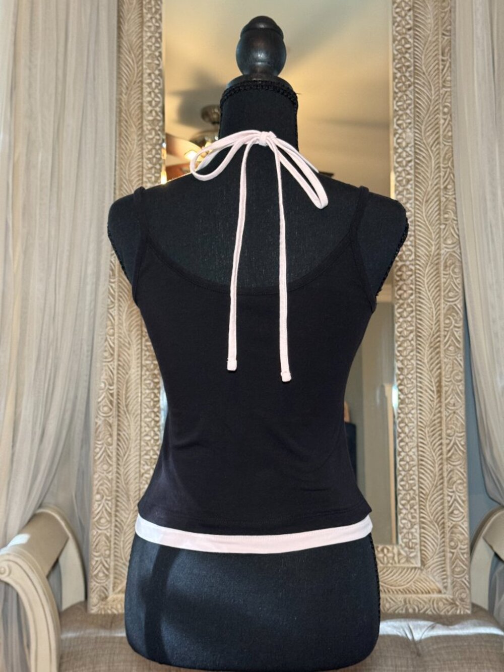 Hoodrich Y2K Black Pink Layered Halter Tank Top Size M - Picture 3 of 8